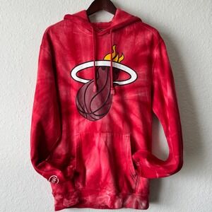 Young & Reckless Miami Heat Style Tie Dye Hoodie Mens M Red Pullover Sweatshirt